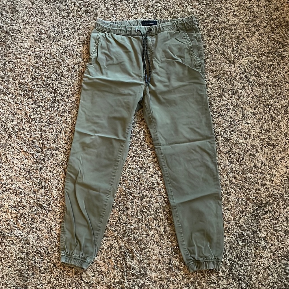 American Eagle Green Twill Joggers